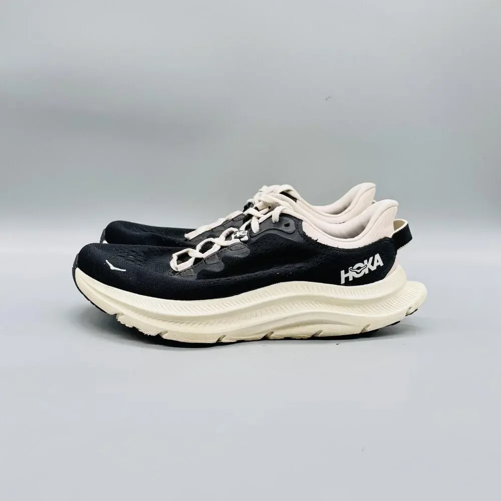 Hoka One One Black and Cream Athletic Running Shoes